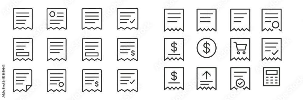 Poster Various icons representing invoices and financial documents for business purposes in a simple design