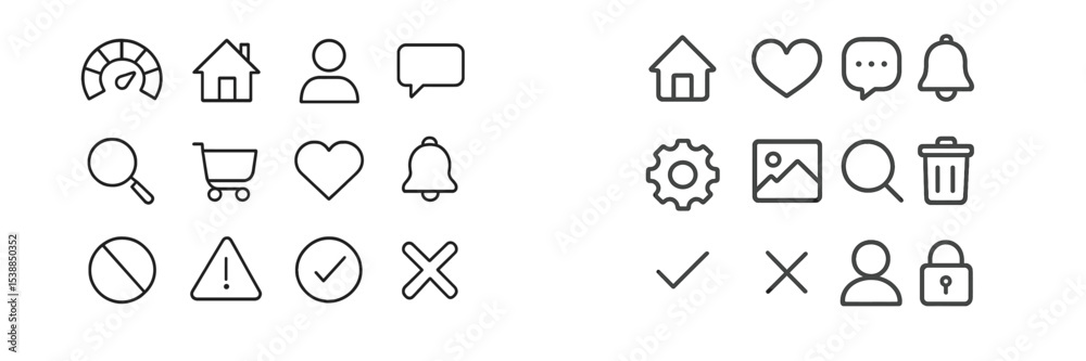 Aufkleber Collection of various simple icons representing different activities and concepts for digital interface design