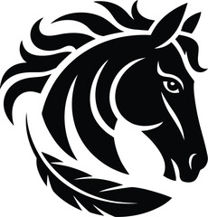 Obraz premium Horse design tattoo Outline vector logo illustration t-shirt design