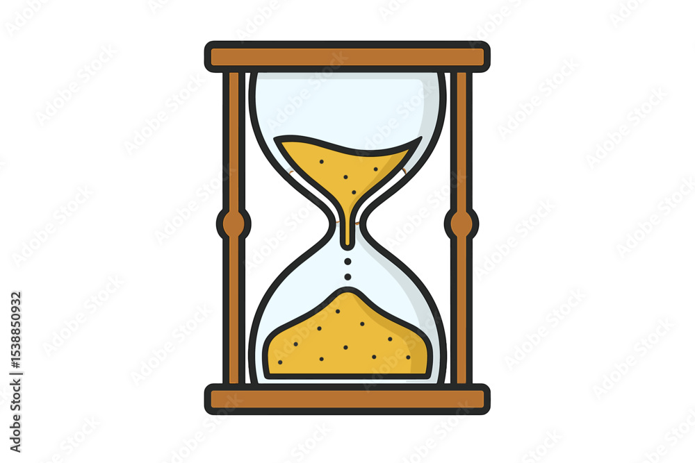 Poster Elegant hourglass design displaying flowing sand, representing the passage of time and contemplation in a minimalist style