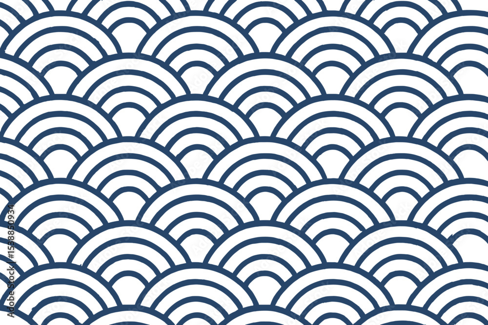 Poster elegant wave pattern decorates surface in calming blue and white colors for serene atmosphere