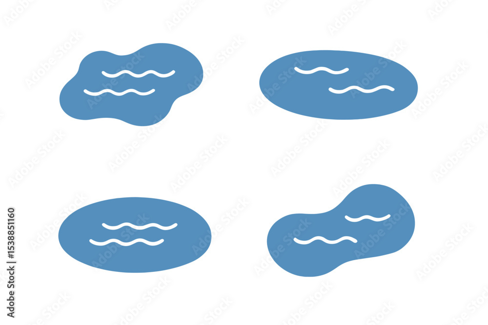 Poster Abstract blue shapes representing water in varying forms on a plain background creating a minimalist aesthetic