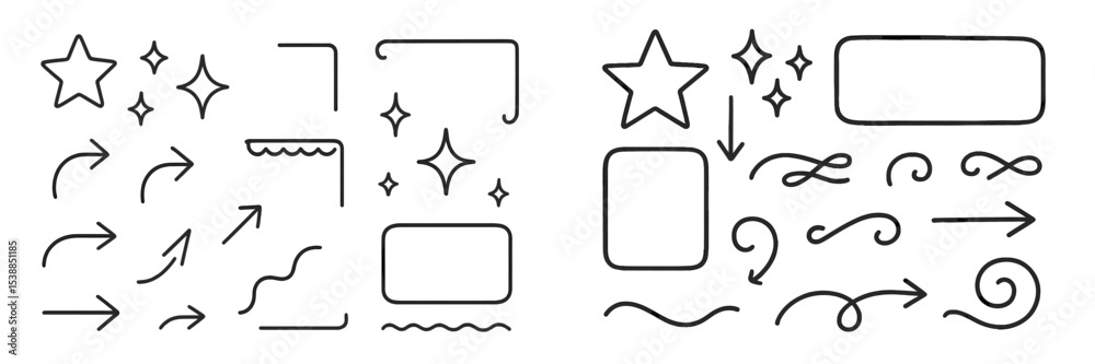 Poster decorative line and shape designs in black for creative projects and graphic design inspiration