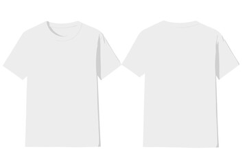 Plain white t-shirt displayed from front and back views against a minimalist background for clothing design inspiration