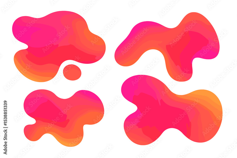 Poster colorful abstract shapes with smooth gradients in vibrant pink and orange tones suitable for design 