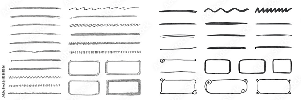 Poster Various hand-drawn line styles and decorative elements for design applications in art and illustration projects