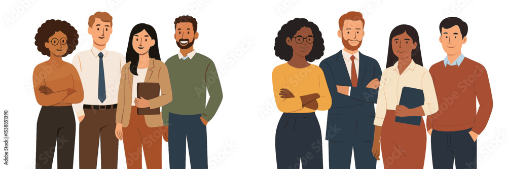 Aufkleber diverse group of professionals posing together in a modern workplace setting, showcasing unity and c