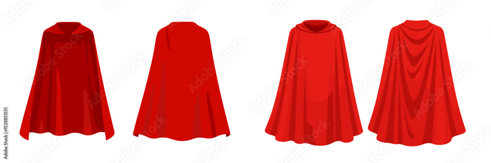 Aufkleber Red cloaks displayed in various styles and folds highlighting texture and design at a costume event in the evening