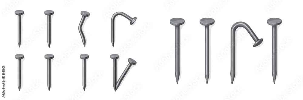 Aufkleber Different types of nails arranged neatly in a grid showcasing various shapes and sizes for construction and crafting