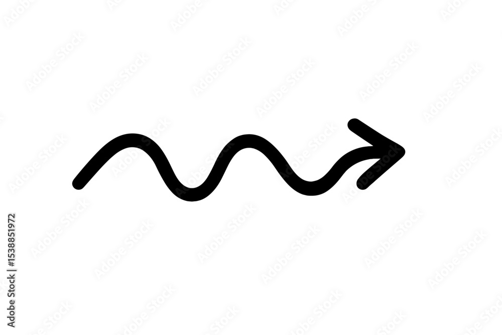 Aufkleber Wavy line with an arrow directing to the right in a minimalist style illustrating movement and direction