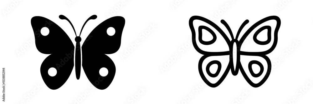 Poster Black and white butterflies displayed in a simple design showcasing their symmetrical features and unique patterns