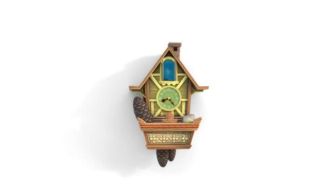 clock and flying bird animation