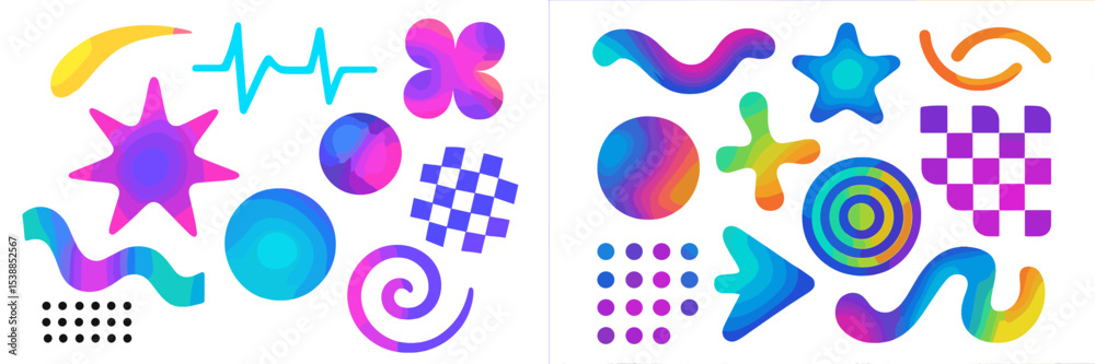 Poster Colorful abstract shapes and patterns creating a vibrant design suitable for digital graphics projects and artistic creations