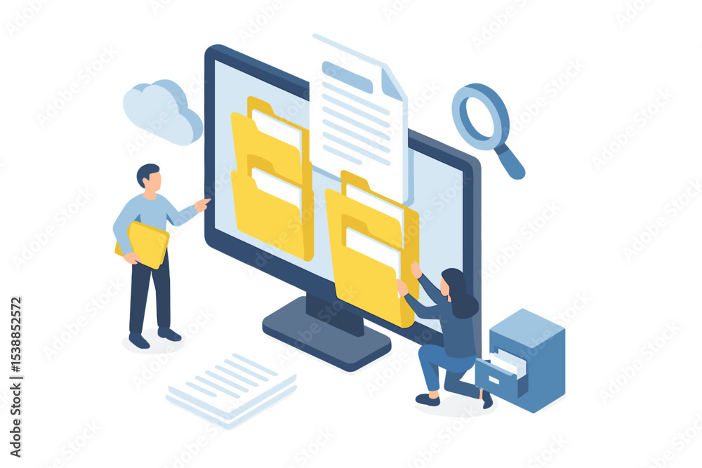 Poster Digital file organization enhances workflow efficiency in a modern office setup