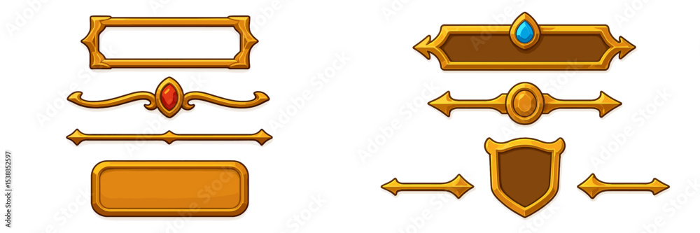 Poster Decorative gold and colored banners and borders for use in digital design projects