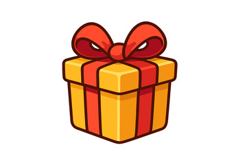 Obraz premium Creative yellow gift box with a red ribbon suitable for celebrations and special occasions