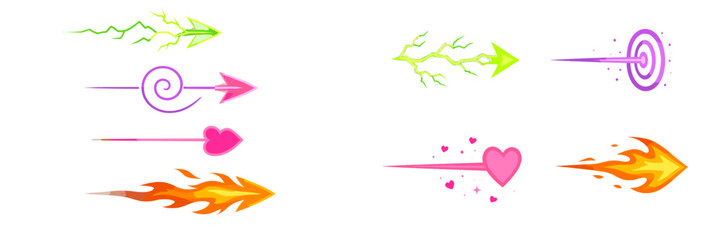 Obraz premium Colorful graphic elements of arrows and special effects against a blank background