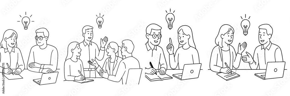 Poster Group collaboration session focused on idea generation and teamwork in a modern workspace setting