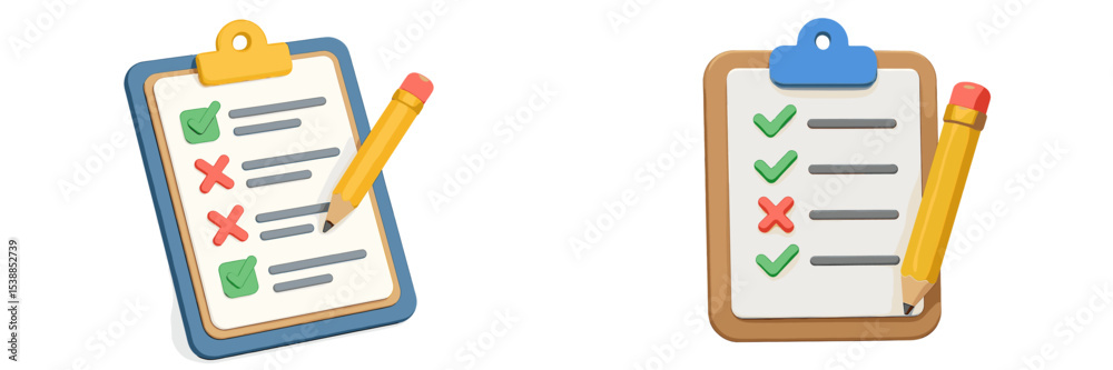Poster checklists and pencils are organized on clipboards for efficient task completion and planning