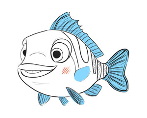 cute cartoon fish, fish animal illustration
