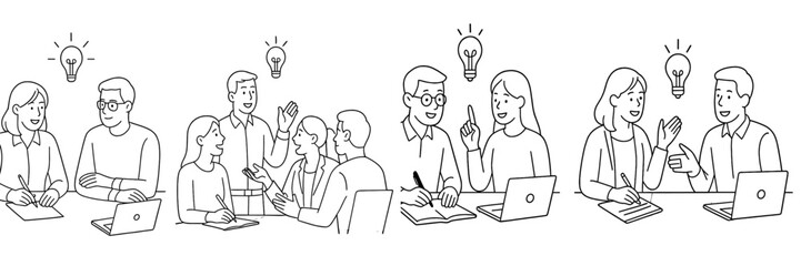 Group collaboration session focused on idea generation and teamwork in a modern workspace setting