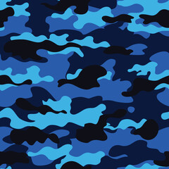 blue camouflage background, modern vector pattern