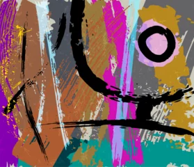 Fototapete Rund abstract colorful background, illustration with lines, waves, circle, paint strokes and splashes © Kirsten Hinte