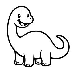 Fototapeta premium Cute Brachiosaurus Dinosaur Coloring Page - Happy Long-Necked Dino