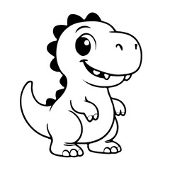 Fototapeta premium Adorable Baby T-Rex Standing Coloring Page - Cute Dinosaur Clipart