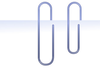 A semi-realistic illustration of a paperclip attached to a piece of paper on both sides. The design captures the detailed texture of the paper and the metallic shine of the paperclip. This vector