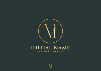 Letter Vj Beauty Logo with Flourish Ornament Luxury
