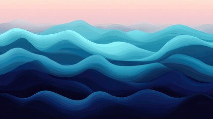 Fototapeta premium Abstract Waves in Cool Tones with Soft Gradients Representing Serenity and Calmness of the Ocean's Surface
