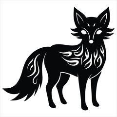 Obraz premium Fox Silhouette Vector Illustration – Wild Forest Animal, Clever Creature, Nature and Wildlife Design for Outdoor, Woodland, and Animal-Themed Projects