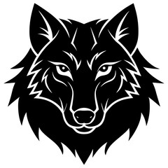 wolf head vector silhouette on white background