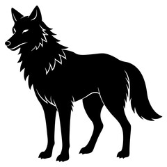 A wolf silhouette on white background