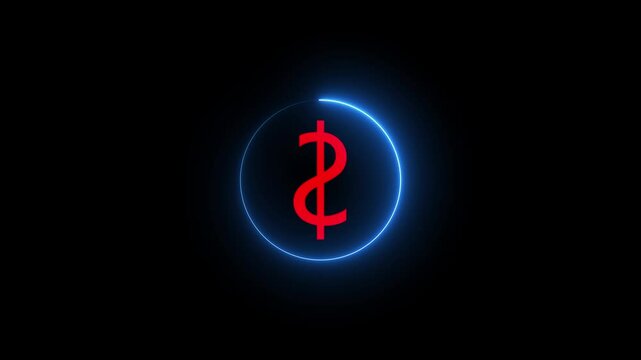 Glowing neon dollar sign animation .3d rotating dollar sing animation spinning dollar symbol on black background.4k video animation .