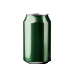 Green aluminum beverage drink soda can on white and transparent background