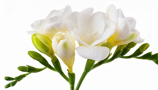 elegant white freesia flower isolated on transparent background