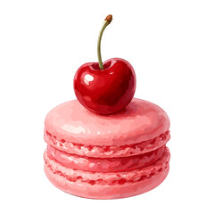 Pink Macaron with Cherry on Top