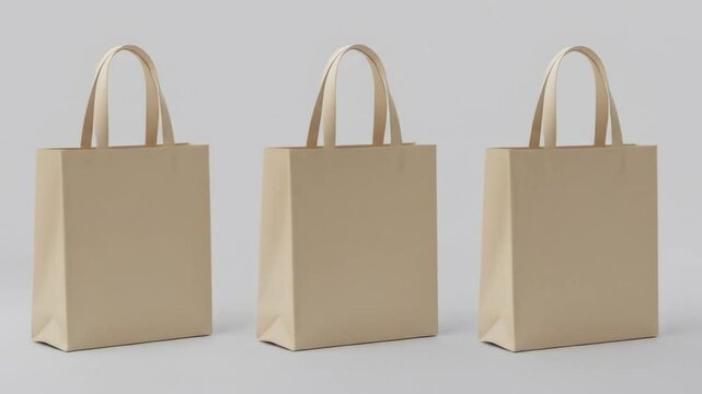 Beige canvas tote bags studio shot