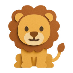Obraz premium PNG Cute lion paper art illustration.