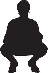 vector; silhouette of a front view of squatting woman