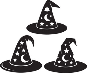  Witch Hat Silhouette Vector Set
