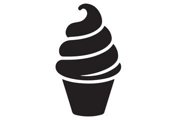 Ice cream cone silhouette icon in black isolated on white background illustration
