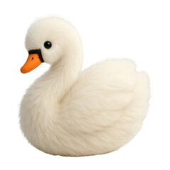 PNG Fluffy swan plush toy illustration.