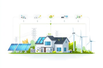 Green energy system explained in clean infographic style
