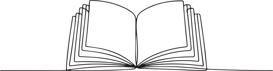 Continuous line drawing of an open book