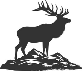 Silhouette illustration of a elk animal vector drawing