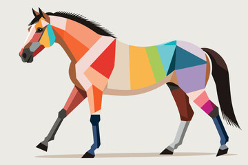 Obraz premium Colorful Geometric Horse Illustration - Abstract Equine Art - Modern Animal Graphic Design - Unique Horse Artwork - Vibrant Polygonal Horse Image