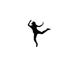 person dancing with headphones silhouette on white background